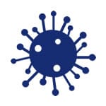 Blue virus icon with spikes