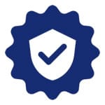 Security badge with checkmark icon