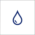 Simple blue water drop icon on light background.